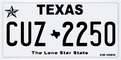 TX license plate CUZ2250