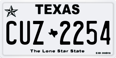 TX license plate CUZ2254