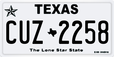 TX license plate CUZ2258