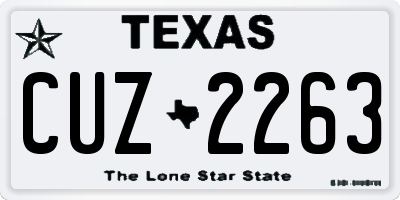 TX license plate CUZ2263