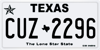 TX license plate CUZ2296
