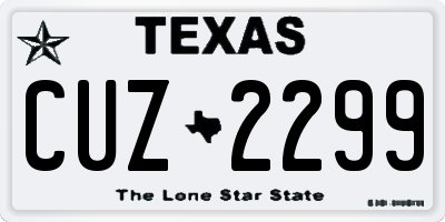 TX license plate CUZ2299