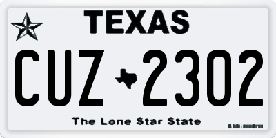 TX license plate CUZ2302