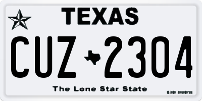 TX license plate CUZ2304