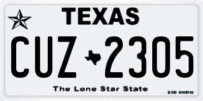 TX license plate CUZ2305
