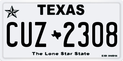 TX license plate CUZ2308