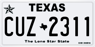 TX license plate CUZ2311