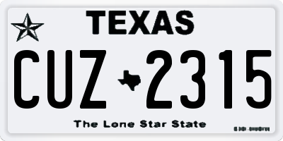 TX license plate CUZ2315