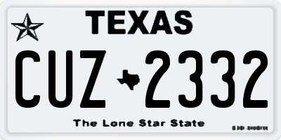 TX license plate CUZ2332