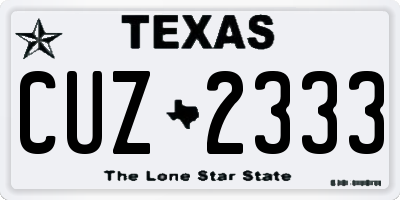 TX license plate CUZ2333