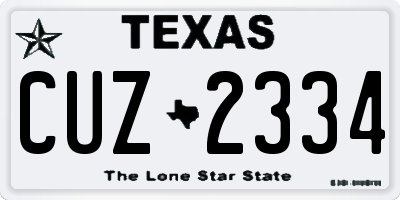 TX license plate CUZ2334