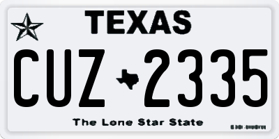 TX license plate CUZ2335