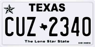 TX license plate CUZ2340