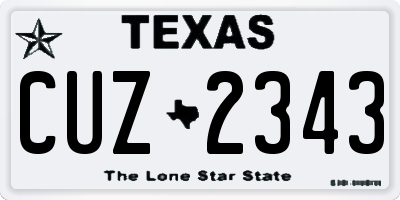 TX license plate CUZ2343