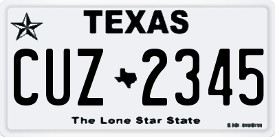 TX license plate CUZ2345