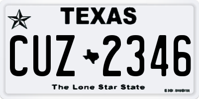 TX license plate CUZ2346