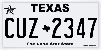 TX license plate CUZ2347