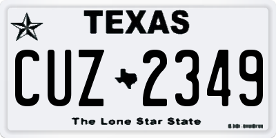 TX license plate CUZ2349