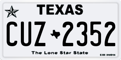 TX license plate CUZ2352