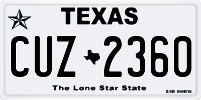 TX license plate CUZ2360