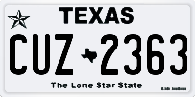 TX license plate CUZ2363