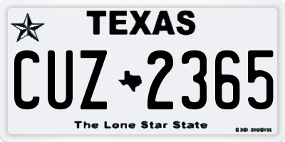 TX license plate CUZ2365