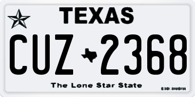 TX license plate CUZ2368
