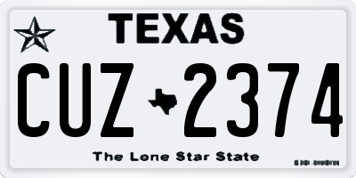 TX license plate CUZ2374