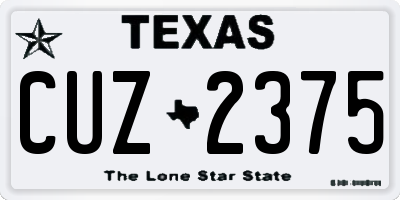 TX license plate CUZ2375