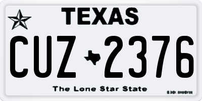 TX license plate CUZ2376