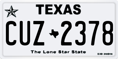 TX license plate CUZ2378