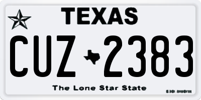 TX license plate CUZ2383