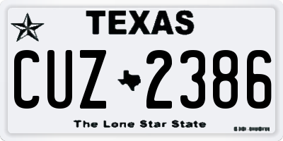 TX license plate CUZ2386