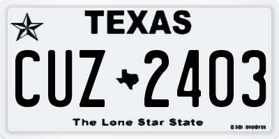 TX license plate CUZ2403