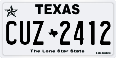 TX license plate CUZ2412