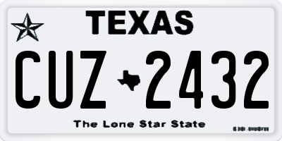 TX license plate CUZ2432
