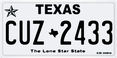 TX license plate CUZ2433