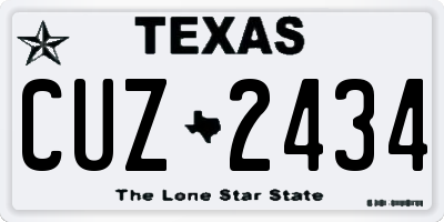 TX license plate CUZ2434