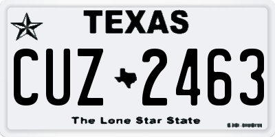 TX license plate CUZ2463