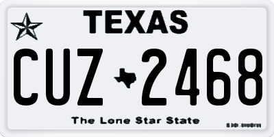 TX license plate CUZ2468