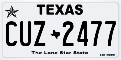 TX license plate CUZ2477