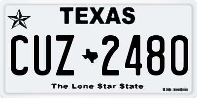 TX license plate CUZ2480