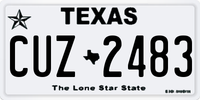 TX license plate CUZ2483