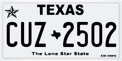 TX license plate CUZ2502