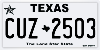 TX license plate CUZ2503