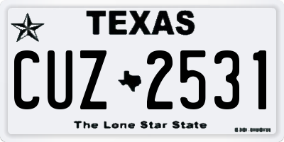 TX license plate CUZ2531