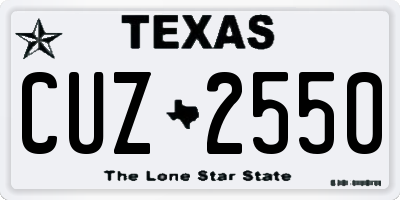 TX license plate CUZ2550