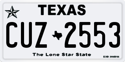 TX license plate CUZ2553