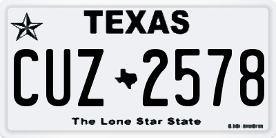 TX license plate CUZ2578