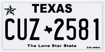 TX license plate CUZ2581